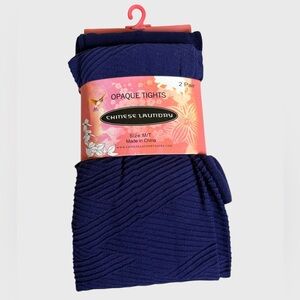 NWT Chinese Laundry 2-Pack Opaque Tights in Purple Size M/T Textured/Smooth NEW